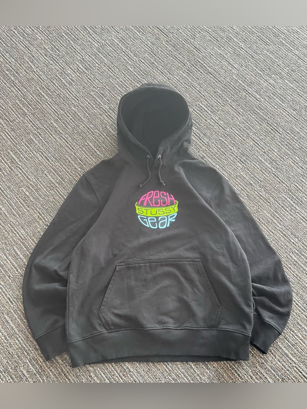 2000s RARE Vintage Stussy skater Y2K Black boxy Hoodie